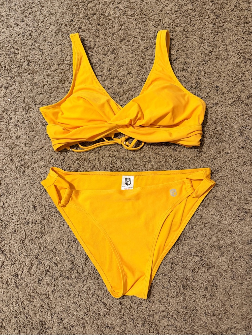 Born Primitive Yellow Twist-Front Bikini Bottom with random brand top
